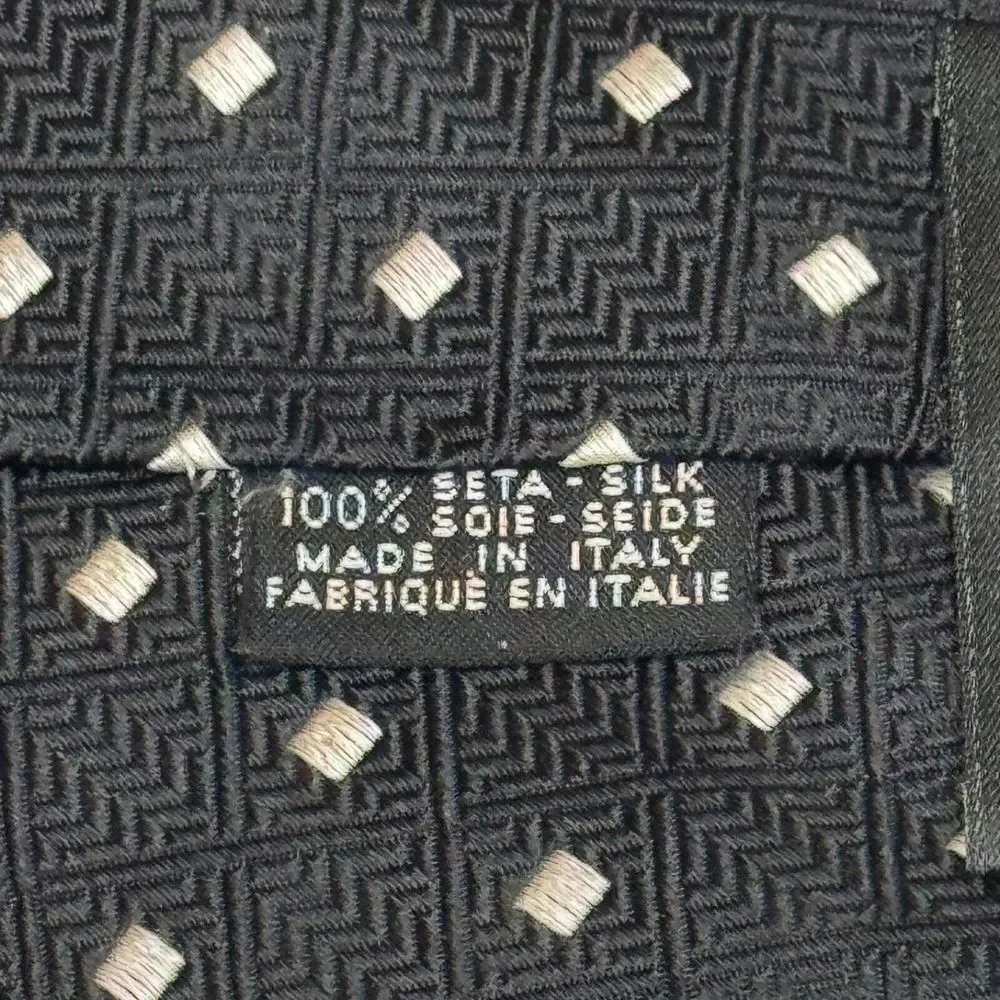 RICK PALLACK 100% Silk Tie Black w. Silver Made in Italy‎ Business Office